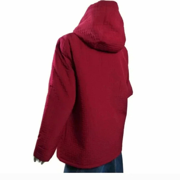 Aeros by Kristen Blake Red Quilted Hooded Coat Zip Front Fleece Lined La… - Picture 5 of 12